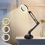 Depuley dimmable LED Desk lamp with Swinging arm, Flexible clamp on Table lamp, Classic Bedside lamp Painted Black, 3200-6500 K, Eye Protection