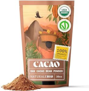 NaturaleBio Organic Cacao Powder 35oz, Cocoa Powder Unsweetened, Natural and Pure - Produced from Raw Cacao Beans. Source of Magnesium, Manganese and Phosphorus