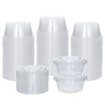 [100 Sets] 3.25 oz Small Plastic Containers with Lids, Jello Shot Cups with Lids, Disposable Portion Cups, Condiment Containers with Lids, Souffle Cups for Sauce and Dressing