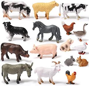 16 Pieces Farm Animal Figures Toys Realistic Jungle Farm Animal Figurines Mini Learning Educational Playset Cake Topper Ornaments for Easter Egg Fillers Birthday Christmas Animal Themed Party Supplies