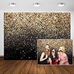 CYLYH 7X5ft Black and Gold Backdrop Golden Spots Backdrop Vintage Astract Glitter Background Wedding Adult Baby Children Holiday Party Decor D417