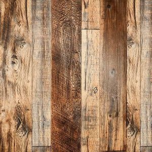 TANONE Brown Wood Peel and Stick Wallpaper 17.8" X 118.8" Self Adhesive Removable Decorative Film Wood Grain Wallpaper for Wall Covering Furniture Countertop Kitchen DIY