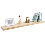 48 Inch Fireplace Mantel - 8 Inch Deep Rustic Premium Solid Pine Wood Floating Shelf - Farmhouse Wall Mounted Display Shelf - Heavy-Duty Metal Bracket - 48"W x 8"D - Set of 1 - No Stain - Unfinished