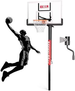 IGL In Ground Basketball Hoops Outdoor, 52" In Ground Basketball Hoop, 7.5-10FT Adjustable In Ground Basketball Hoops & Goals with 18 Inch Breakaway Rim for Driveway/Backyard/Court