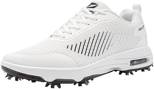 Fenlern Scarpe da Golf da Uomo Suola con Cuscino d'Aria Scarpe da Ginnastica Traspiranti E Resistenti allo Scivolamento.（Bianco,42.5