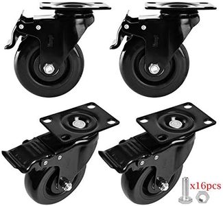 3 inch Heavy Duty Casters Load 1500lbs,Lockable Bearing Caster Wheels with Brakes,Swivel Casters for Furniture and Workbench，Set of 4 (Free Screws)