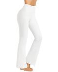 Promover Bootcut Dress Pants for Women High Waisted Flared Leggings for Casual Work (White, L)