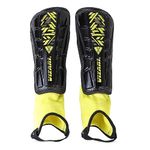 Vizari Malaga Football Shin Pads - Adults & Kids Shin Pads With Superior Ankle Support - Non-Slip Adjustable Straps Shin Pads For Men and Women, Black/Yellow