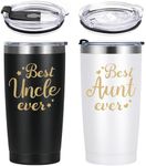 LiqCool Uncle Aunt Gifts from Niece Nephew, Best Aunt Uncle Ever Stainless Steel Insulated Tumbler Set, Christmas Birthday Anniversary Promoted to Aunt Uncle Gifts(20 Oz, Black & White Gold)