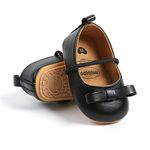 Fusehngre Baby Girl Shoes First Walkers Shoes Infant Bowknot Princess Wedding Dress Mary Jane Flats Prewalker Slip-on Shoes Black