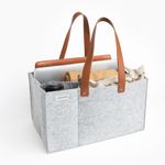 Chaise Home Felt Organizer Caddy - File Folder Tote with Handle - Portable Office Bag - Teacher, School & Work Supplies - Arts & Crafts Storage (Light Grey)