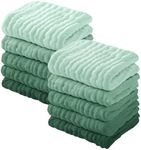 Yoofoss Muslin Baby Washcloths 100% Organic Cotton Face Towels 10 Pack Wash Cloths for Baby 12x12in Soft and Absorbent Baby Wipes (Gradient Green)