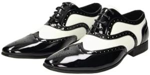 Smokies George Men's Wedding Shoes Synthetic Classic Tuxedo Shoes Patent (EU), Black White, 9 AU