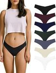 SHARICCA Women No Show Seamless Underwear Thong Invisible Soft Panties Multi Pack, (7 Pack) All-match Color, Medium