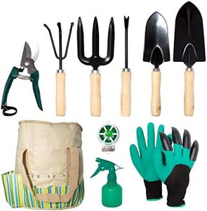 lyndeluxe Attrezzo da giardino 10 pezzi, set da giardino con custodia, strumento per piante ad alte prestazioni per uomini e donne