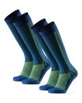 DANISH ENDURANCE Running Compression Socks, Flight Socks, 21-26mmHg, for Men & Women, Unisex, 1&2 pack, Blue/Neon Yellow,9-12