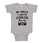 My Uncle is Cooler Than My Mom Baby Bodysuit/Toddler T-Shirt Funny Gag Gift from Brother, Athletic Heather, 12 mo (6-12 mo)