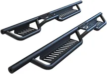 Running Boards Compatible with 2018-2024 Jeep Wrangler JL 4 Door, Black Powder Coated Nerf Bar w/Two Stairs Design All-Steel Build, Bolt-on Side Steps