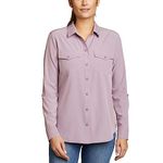 Eddie Bauer Womens Tops UPF 50+ UV Sun Protection Long-Sleeve Button Down Blouses Tops with Pockets, Purple, XL