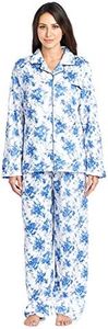 Casual Nights Women's Long Sleeve Notch Collar Floral Pajama Set - Light Blue - X-Large
