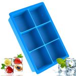 Silicone Ice Cube Tray - Large Ice Cube Mould - Square Ice Cube Mold - BPA Free Reusable Ice Cube Mould - Large Square Mould for Cocktail, Whiskey (Blue Pack of 1)