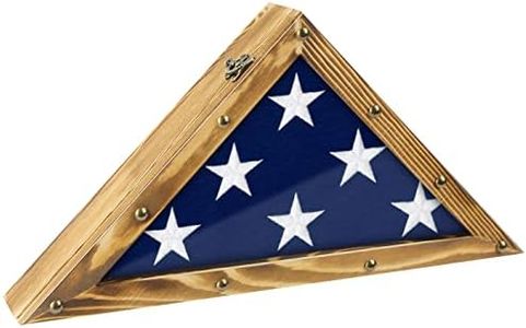 J JACKCUBE DESIGN Rustic Wood Military Flag Display Case for American Veterans Memorial, Burial, Funeral Flag Frame Triangle Shadow Box (Fits 3" x 5" Folded Flag)- MK900B