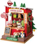 ROBOTIME DIY Miniature House Kit, Wooden Dollhouse Model Building Kit for Adults and Children, Birthday Gift (Cocoa Shop)