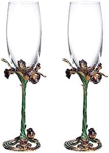 Wine Glasses Set of 2, Hand Blown Crystal Wine Glasses Made of Lead-Free Glass and Enamels Wine Glasses Set of 2 Green