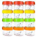 Budding Bear Glass Baby Food Storage Containers 120 ml / 4 fl oz (Set of 12) - Dishwasher, Freezer & Microwave Safe (Without Lid) - Free of BPA, Phthalate, Lead & PVC - Reusable Baby Weaning Pots