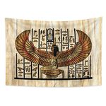 YONGFOTO 100x70cm Ancient Egypt Tapestry, Pharaoh Queen with Wings Hieroglyphs Papyrus Symbol Ancient Civilization Wall Hanging Tapestries for Home Wall Decor Table Cloth Blanket