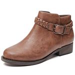 Veittes Women's Ankle Boots,Low Heel Side Zipper Fringe Braided Fashion Casual Short Boots.(2404001,DB/PU,8.5)