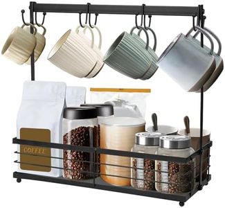 Biggun Coffee Mug Holder with Removable Hooks - Metal 8 Mugs Coffee Cup Holder Storage Organizer for Counter, Large Mug Display Rack Stand for Coffee Bar Kitchen Countertop