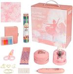 School Supplies for Kids, Pink School Supply Box Grades K-5,Cute School Supplies Kit Back to School Gift for Girls Inclucdes Electric Pencil Sharpener/Vacuum Cleaner/Easer, Pencils and More
