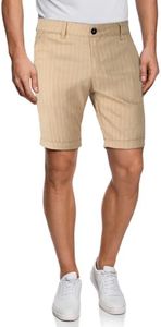 Heyfanee Mens Slim Fit Shorts Flat Front Stretch Chino Shorts for Men 9 Inch Inseam Khaki Striped 28