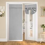 HOMEIDEAS Light Grey Linen French Door Blinds, Privacy Door Window Curtains Panel, French Door Curtains for Door Window, Thermal Insulated Door Window Covering for Bedroom, W26 x L68 Inch, 1 Panel