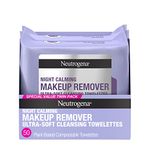 Neutrogena Makeup Remover Night Calming Cleansing Towelettes, Disposable Nighttime Face Wipes to Remove Dirt, Oil & Makeup, 25 ct 2 Pk