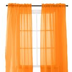 Elegant Comfort 2-Piece SHEER PANEL with 2inch ROD POCKET - Window Curtains 60-inch width X 84-inch Length - Orange