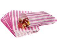 The Paper Bag Company Candy Stripe Paper Bags, 5 x 7 Inches - Pink, Pack of 100