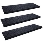 Spurtar Rubber Stair Treads, 30" x 10" 3PCS Outdoor Rubber Stair Treads Non-Slip, 30 Inch Rubber Stair Treads for Wooden Steps, Skid Resistant Stair Treads for Concrete Marble Tile Metal Stairs Black