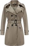 NANJUN Women's Double-Breasted Trench Coat Classic Lapel Overcoat Slim Outerwear Waterproof Coat with Belt Buckle, Green, 8