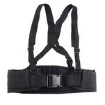 FAMI Adjustable MOLLE Soft Padded Tactical Waist Belt with Suspender for Outdoor Duty - Black