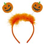 LUX ACCESSORIES Halloween Orange Pumpkin Jack-O-Lantern Fuzzy Bopper Fashion Headband