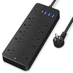 Power Strip Surge Protector USB Ports, Muti-Outlets Ports Desktop Charging Station, Flat Plug, Wall Mount,with Night Light Station Socket, for Home,Office