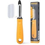 Deiss PRO Premium Swivel Vegetable Peeler - Sharp Stainless Steel Peeler With Easy Non-Slip Hand Grip, Potato Peelers For Kitchen, Fruit, Carrot, Apple, Veggie, Kiwi, Durable, Dishwasher Safe (ORANGE)