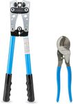 NEIKO 02039A Crimping Plier and Cable Cutter Set | Battery Cable Crimper Tool | 8-0 AWG | 6mm - 50mm | Electrician Wire Lug Crimp Plier | Battery Terminals | Copper Lugs | Heavy Duty Crimper