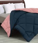 Cloth Fusion Reversible AC Comforter Double Bed King Size Quilt Blanket for Winter (200 GSM, Navy & Light Pink)