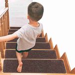 Arthome Carpet Stair Treads Non-Slip Stair Carpet Rugs 15 Pack 8"x30" for Wooden Steps,Slip Resistance Safety Runner Mat for Pets,Elders and Kids,Non-Residue Self Adhesive Stair Treads(Brown)