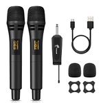 TONOR Wireless Microphone, UHF Cordless Handheld Dynamic Karaoke Singing Microfono Mic set with Rechargeable Receiver for Karaoke Machine, Wedding, DJ, Party, Speech, Church, Class Use TW320 Black