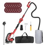Drywall Sander 750W Electric Foldable Wall Sander 1000-1850RPM LED Lights Sander with 14 PCS Sanding Discs, 6 Variable Speed, Foldable Handle and Carrying Bag, Red