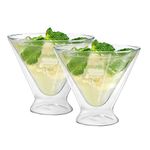 OGGI Martini Double Wall Insulated Glass, Ideal for Martinis and Cocktails Such As the Manhattan Daiquiri Cosmopolitan, Stays Cool Longer Even Outdoors, Visually Stunning, 10oz / 300ml, Set of 2